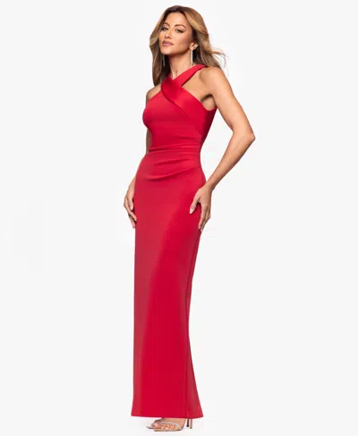Xscape Petite Long Halter Neck Sheath Dress In Red