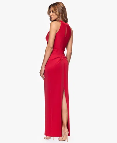 Xscape Petite Long Halter Neck Sheath Dress In Red