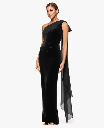 Xscape Women's One Shoulder Maxi Dress In Black