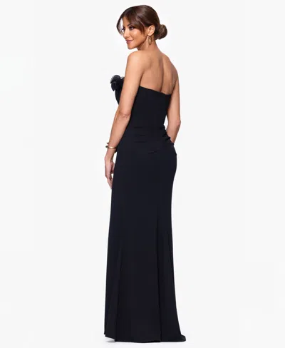 Xscape Petite Strapless Long Sheath Dress In Black
