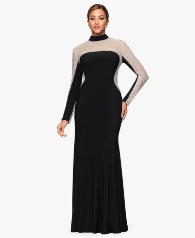 Xscape Women's Mock Neck Maxi Dress In Black