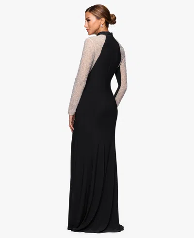 Xscape Women's Mock Neck Maxi Dress In Black