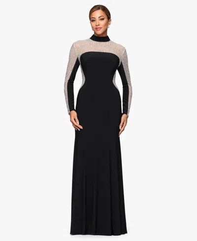 Xscape Women's Mock Neck Maxi Dress In Black