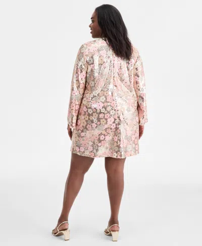 On 34th Trendy Plus Size Floral Sequin Embellished Shift Dress, Macy's Exclusive In Multi