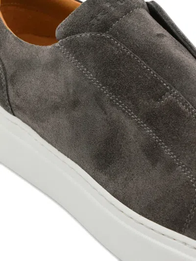 Kiton Suede Low Top Sneakers With Pull Tab In Gray