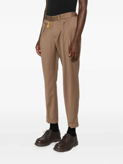 Manuel Ritz Wool Blend Straight-leg Trousers In Brown