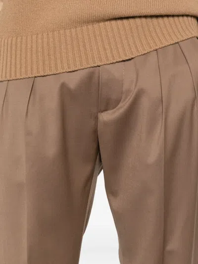 Manuel Ritz Wool Blend Straight-leg Trousers In Brown