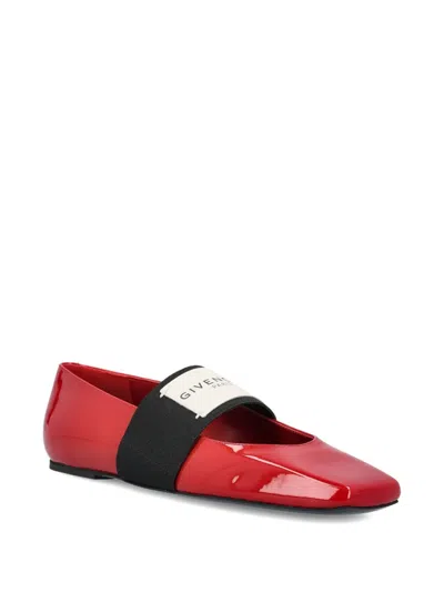 Givenchy Red Leather Ballet Flats In Red