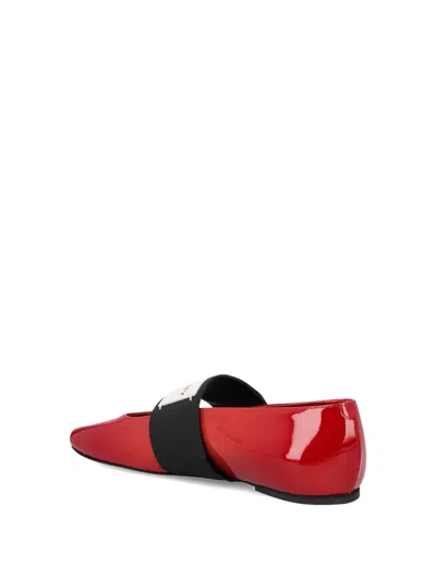Givenchy Red Leather Ballet Flats In Red