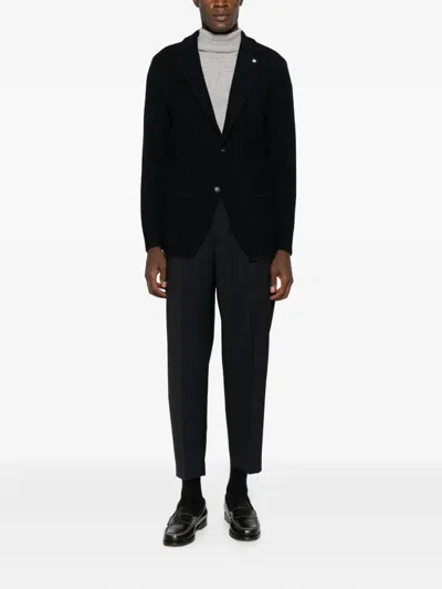 Manuel Ritz Knitted Blazer In Blue