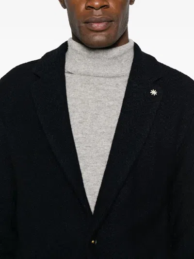 Manuel Ritz Knitted Blazer In Blue