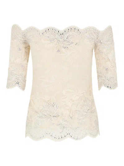 Rabanne Off-shoulder Embellished-detail Top In White