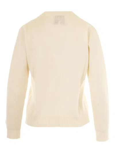 Mc2 Saint Barth Wool And Alpaca Blend Jumper With Favolosa Embroidery In Neutral