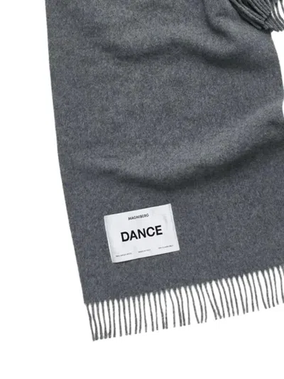 Magniberg Logo-appliqué Fringed Scarf In Gray