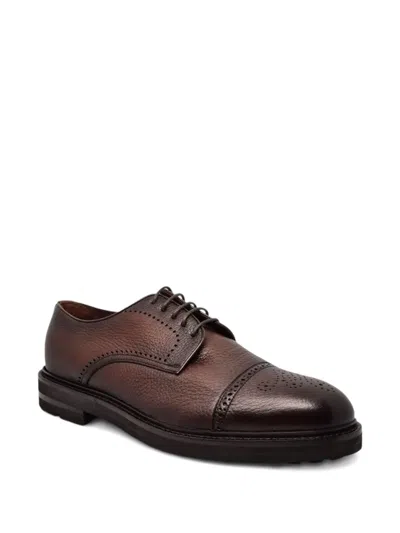 Henderson Baracco Perforated Derby Shoes In Brown
