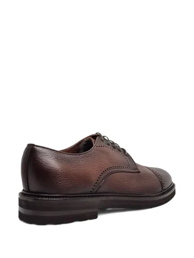Henderson Baracco Perforated Derby Shoes In Brown