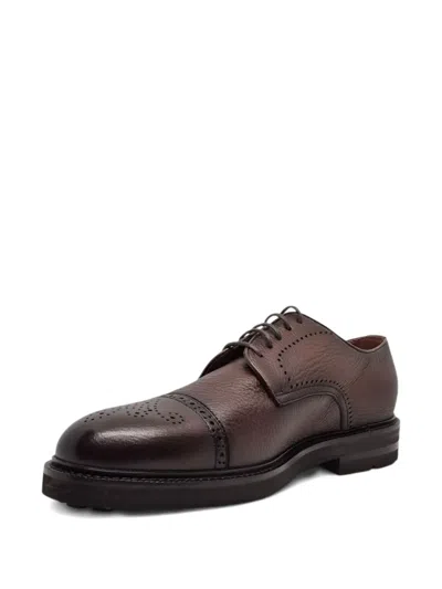 Henderson Baracco Perforated Derby Shoes In Brown