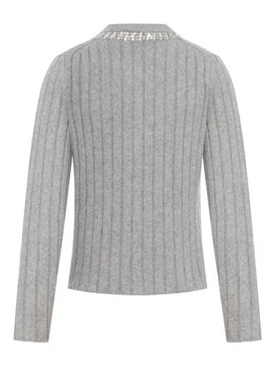 Gucci Women Wool Cardigan With Jewel Details In Gray