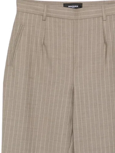 细条纹褶饰长裤