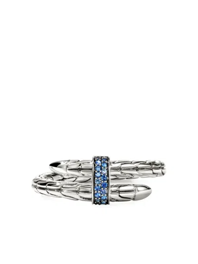 John Hardy Sterling Silver Spear Blue Sapphire Coil Ring In Silver