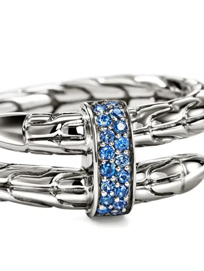 John Hardy Sterling Silver Spear Blue Sapphire Coil Ring In Silver