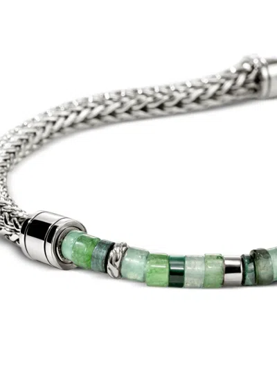 John Hardy Sterling Silver Green Agate Bracelet In Metallic
