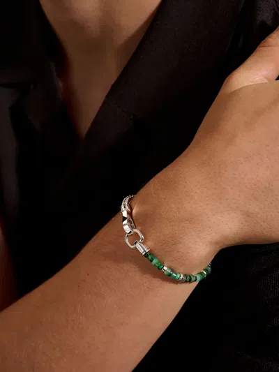 John Hardy Sterling Silver Green Agate Bracelet In Metallic