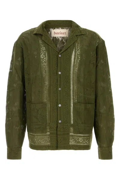 Baziszt Olive Green Lace Shirt In Green