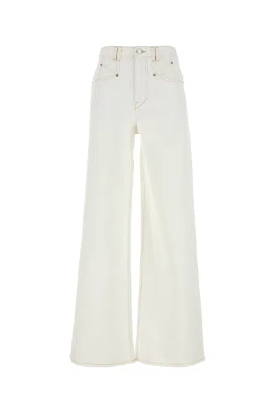 Isabel Marant Women White Denim Lemony Flared Leg Jeans In White