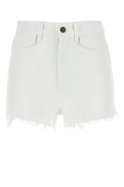 Chloé Casual Denim Shorts Featuring Frayed Hem In White
