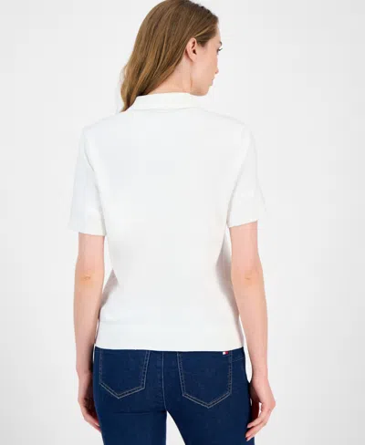 Tommy Hilfiger Women's Embellished Polo Sweater In White