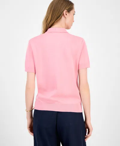 Tommy Hilfiger Women's Embellished Polo Sweater In Pink