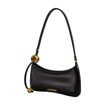 Jacquemus Le Bisou Perle Smooth Leather Bag In Black