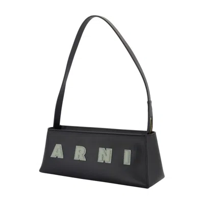 Marni Rectangular Shoulder Bag With Gold-tone Hardware In Black