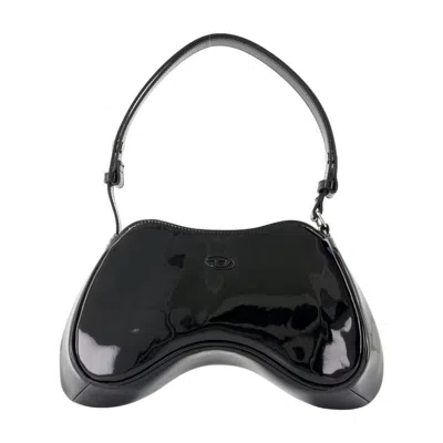 Diesel Play-glossy Shoulder Bag In Black