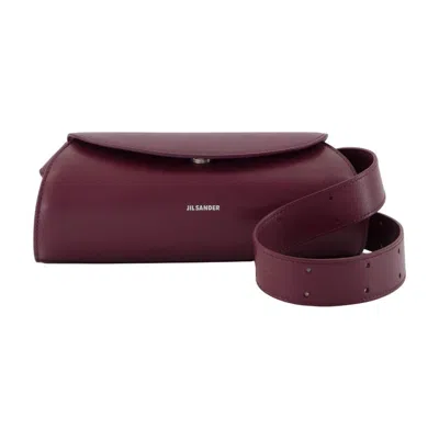 Jil Sander Cannolo Mini Purse In Burgundy