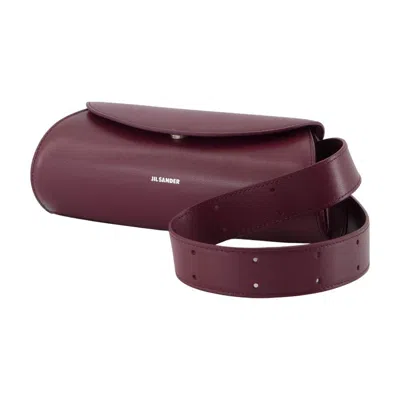 Jil Sander Cannolo Mini Purse In Burgundy