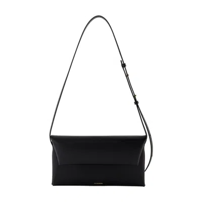 Jil Sander Black Calfskin Folded Small Crossbody In Black