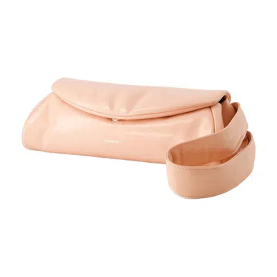 Jil Sander Pink Calfskin Leather Cannolo Grande Padded Hobo Bag In Pink