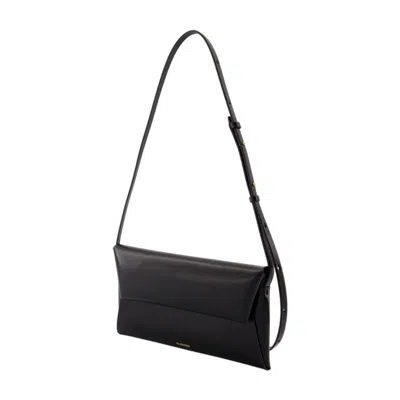 Jil Sander Black Calfskin Folded Small Crossbody In Black