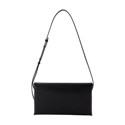 Jil Sander Black Calfskin Folded Small Crossbody In Black