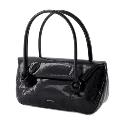 Jil Sander Calfskin Leather Knot Sm Shoulder Bag In Black