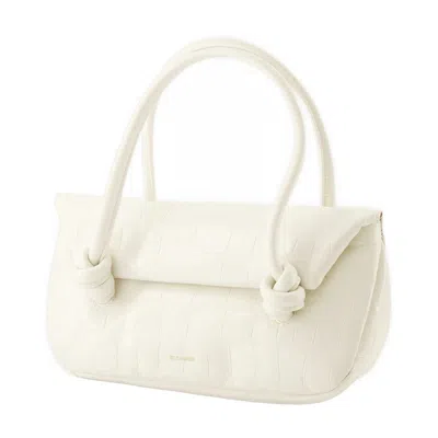 Jil Sander Calfskin Leather Knot Sm Shoulder Bag In White