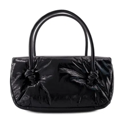 Jil Sander Calfskin Leather Knot Sm Shoulder Bag In Black