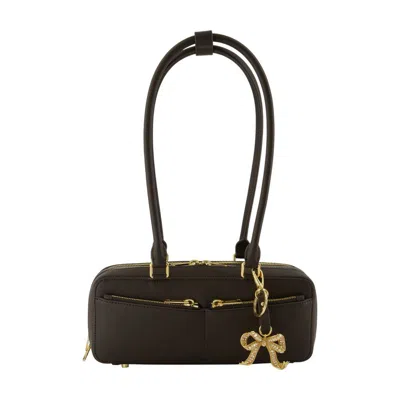 Self-portrait Rectangular Shoulder Bag With Double Handle In Brown