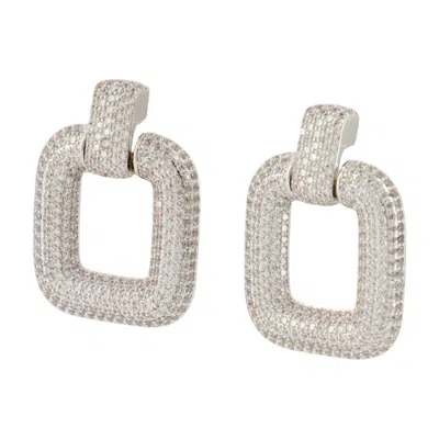 Self-portrait Crystal Earrings Self Portrait Brass Silvered In Metallic