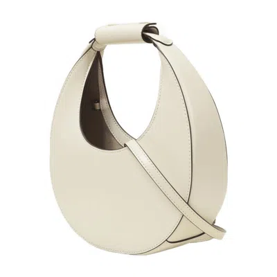 Staud Crescent-shaped Cream Leather Mini Moon Bag In White
