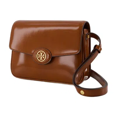 Tory Burch Robinson Spazzolato Leather Convertible Shoulder Bag In Dark Sienna