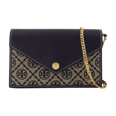 Tory Burch T-monogram Envelope Wallet On Chain In Blue