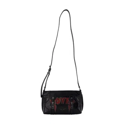 Zadig & Voltaire Sunny Mood Punk Embellished Leather Shoulder Bag In Black